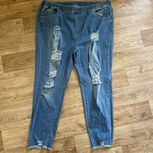 Plus size Distressed Blue Jeans